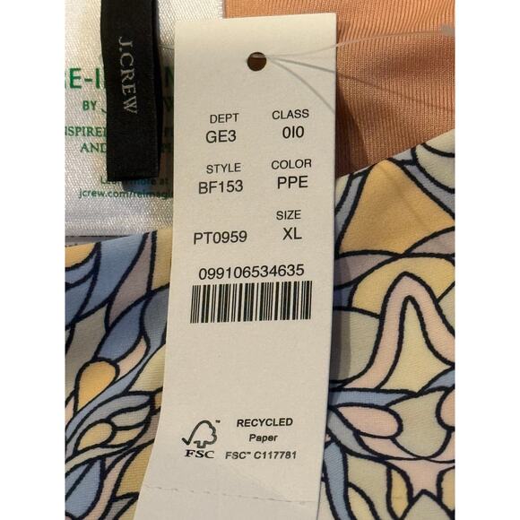 NWT J. Crew Curved Waist Cheeky Bikini Swim Bottom Kaleidoscope Print XL Blue - Picture 7 of 15